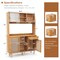 69 Inch Wine Bar Kitchen Cabinet with Sliding Tempered Glass and Rattan Door-Natural